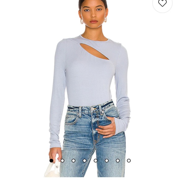 NWOT LA Made Peel a Boo Ribbed buttery soft Long Sleeve in light blue - Picture 2 of 6